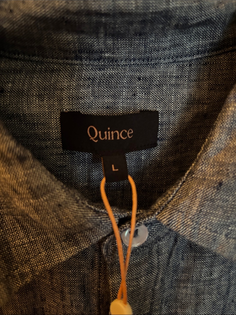 Quince Men's Blue Linen Blend Casual Button-Down Shirt - Picture 2 of 5